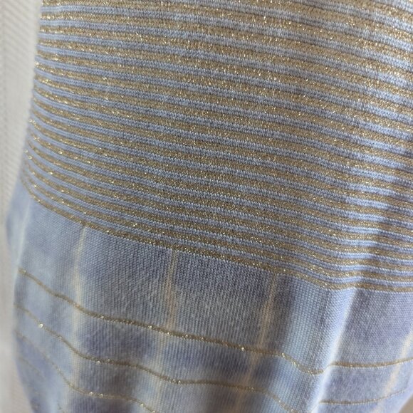 Allison Daley Sleeveless Knit Top Size Medium Metallic Tie-Dye Gold and Blue - Picture 7 of 11
